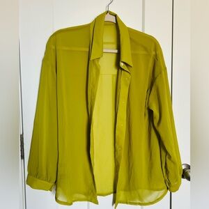 SHEIN Mustard Yellow Button-Up Blouse